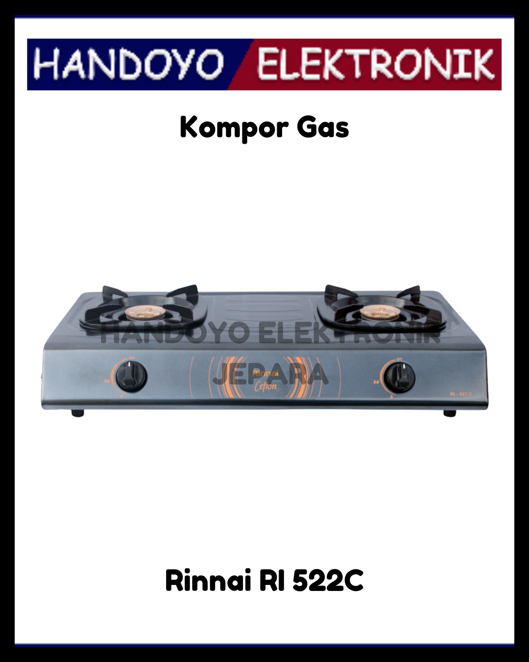 Kompor Gas 2 Tungku Rinnai Burner Kuningan Ceflon RI 522C (Ceflon)